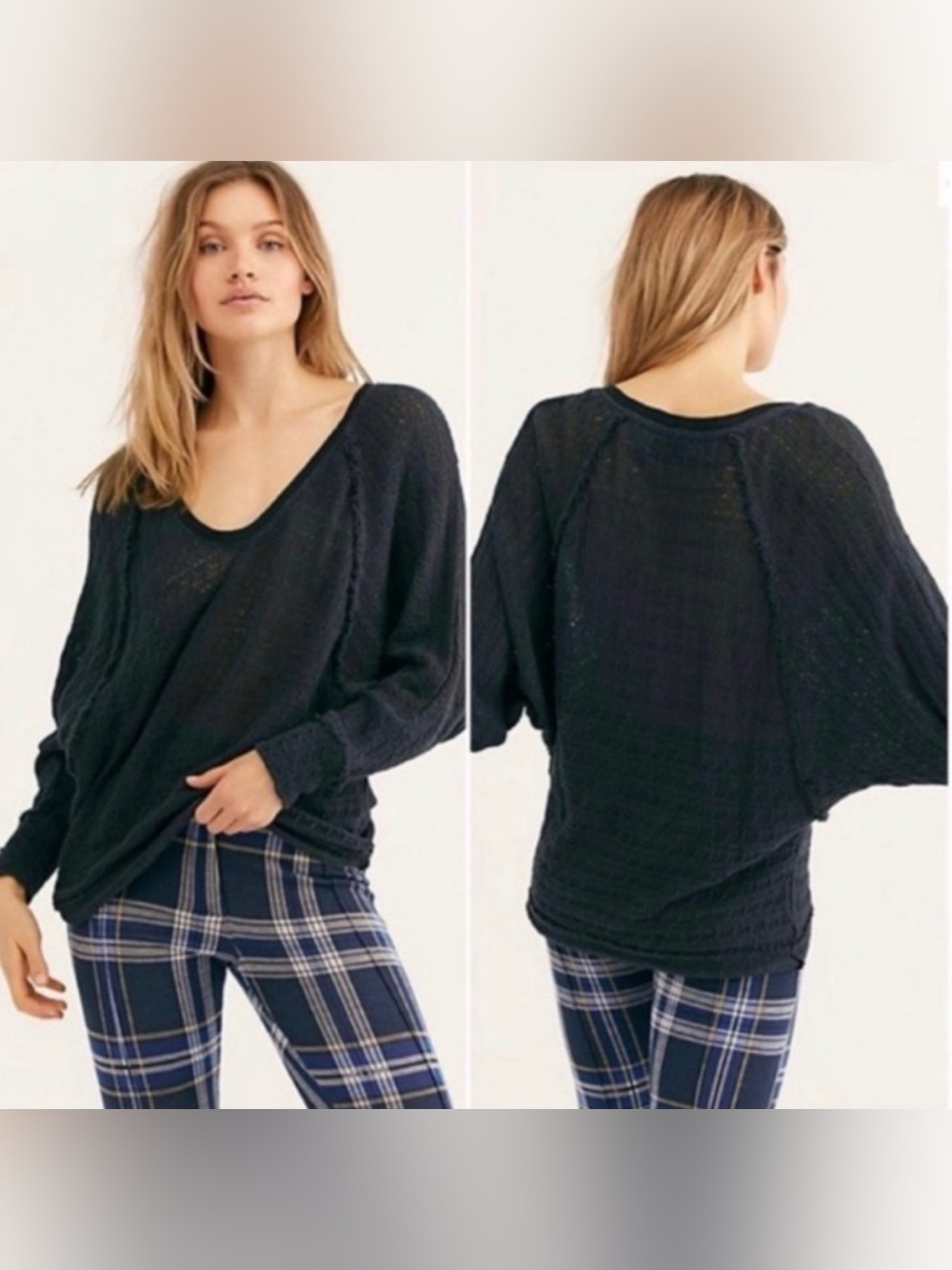 NWT Free People Thien Hacci oversized Dolman top in Washed Black size Medium